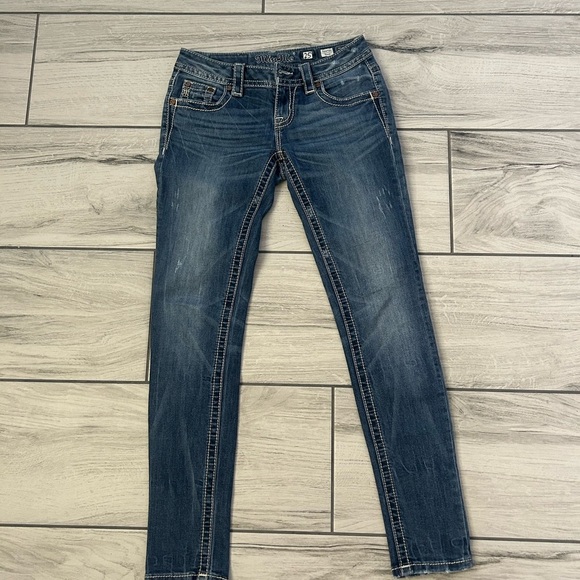 Miss Me Blue Skinny Jeans with Signature Style - Picture 2 of 5